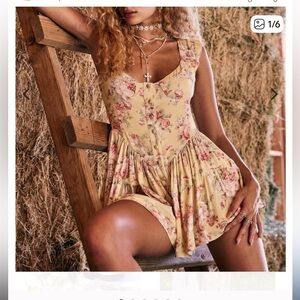 Vanessa Mooney Floral Mini Dress - Yellow and Pink